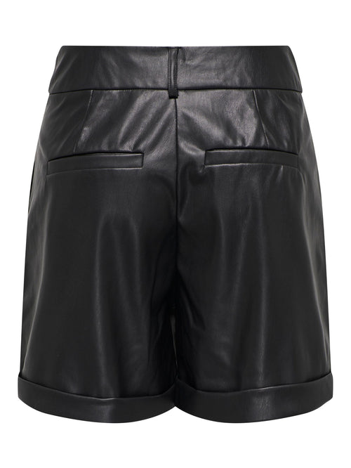 Emy Faux Leather Shorts - Olive Night - ONLY - Svart