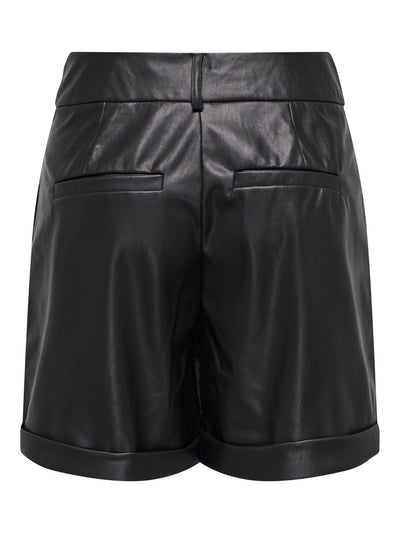 Emy Faux Leather Shorts - Olive Night - ONLY - Svart 2