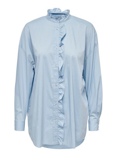 Sofia Frill Blus - Airy blue - ONLY - Blå