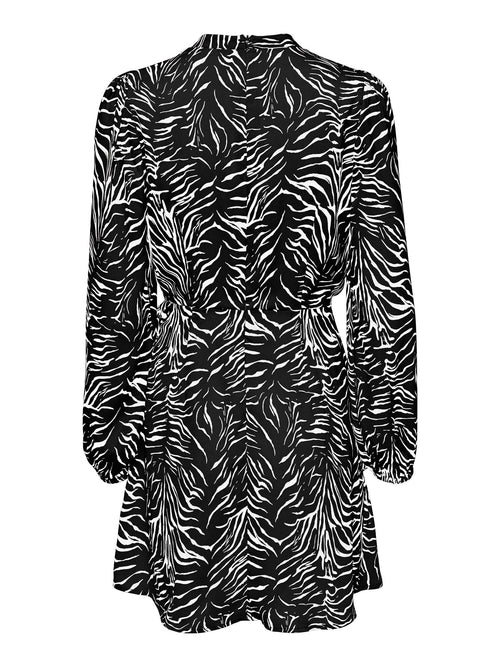 Mille Wrap Klänning - Black Vibrant Zebra - ONLY - Svart