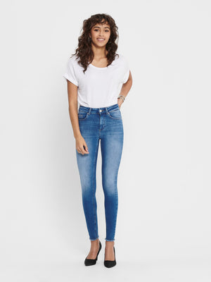 Blush Midsk Jeans - Mellanblå - ONLY - Blå