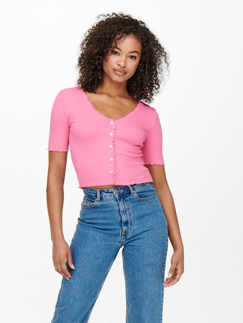 Laila Button Top - Sachet Pink - ONLY - Rosa