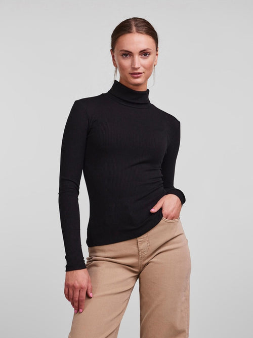 Kitte Rollneck Topp - Svart - PIECES - Svart