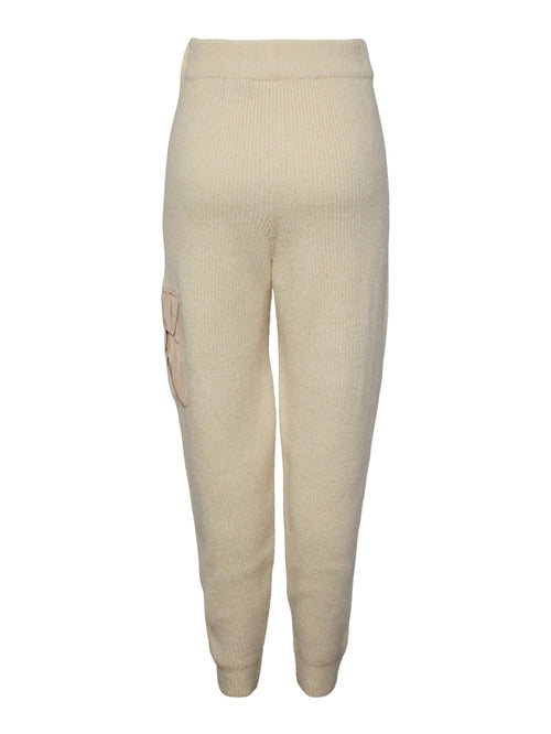 Naura Knit Pants - Antique White - PIECES - Vit