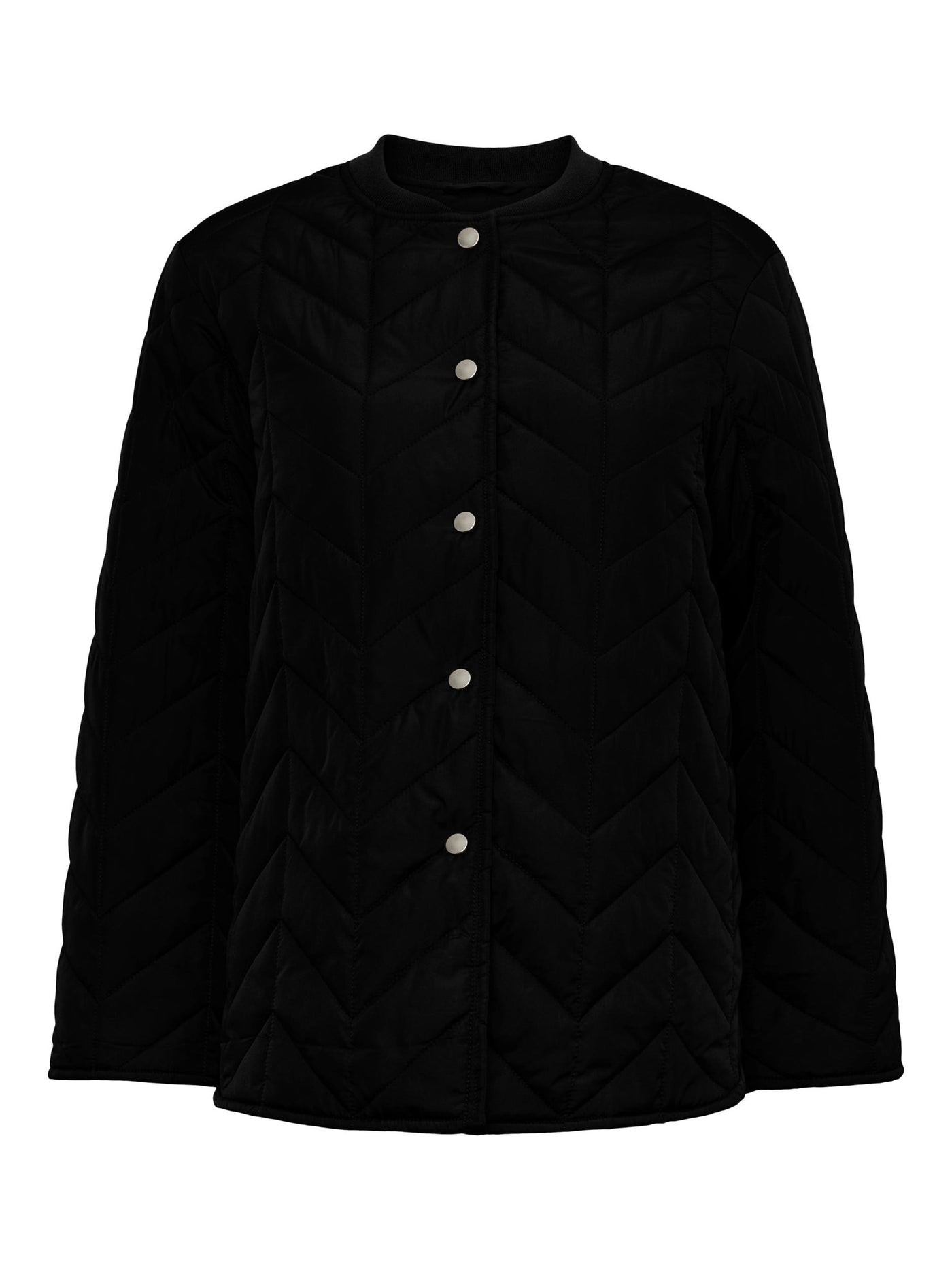 Fawn Short Quilted Jacket - Black - PIECES - Svart