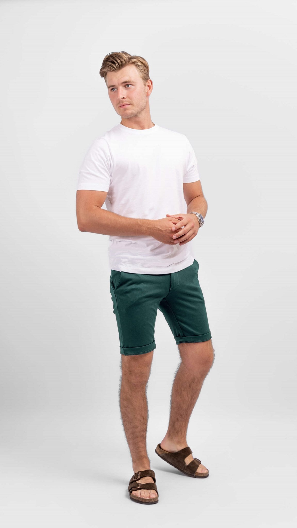 Chino Shorts - Bottle Green - TeeShoppen - Grön