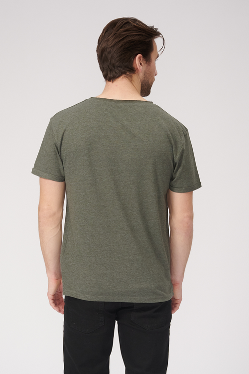 Raw Neck T-shirt - Grönmelerad - TeeShoppen - Grön