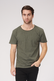 Raw Neck T-shirt - Grönmelerad