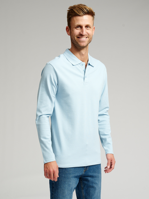Muscle Långärmad  Poloskjorta - Ljusblå - TeeShoppen - Blå
