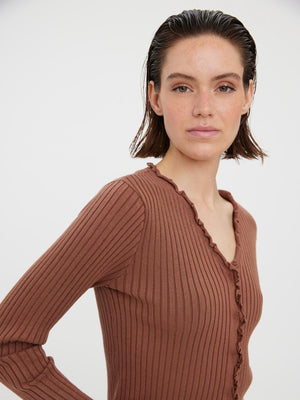 Elly Frill Cardigan - Aztec - Vero Moda - Brun