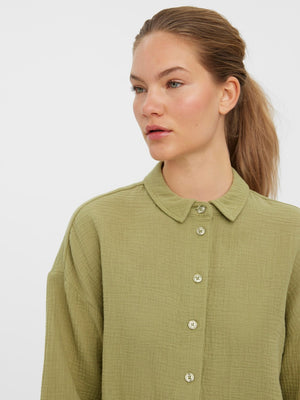 Natali 3/4 Crop Shirt - Sage - Vero Moda - Grön